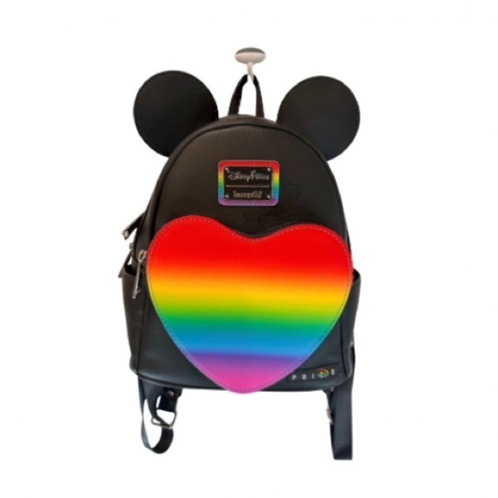 Loungefly Mini Backpack Unisex One Size Black Rainbow Mickey Heart Pride Bag‎